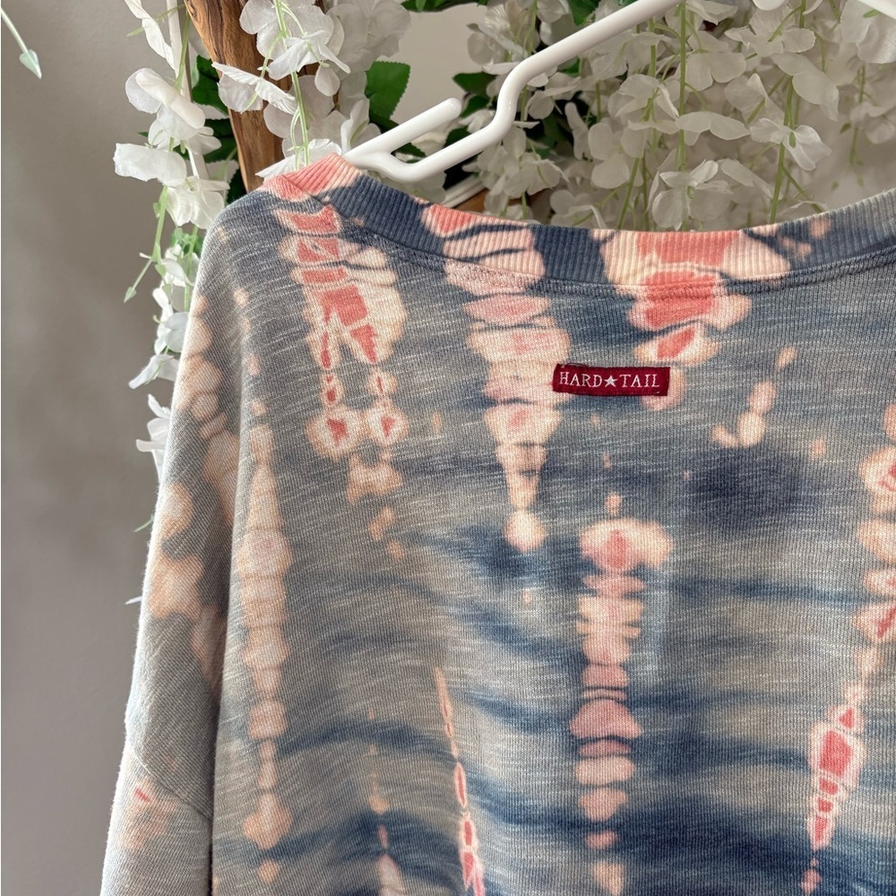 Hard Tail Tie-Dye V-Neck Sweatshirt - Blue and Pink - Picture 5 of 6